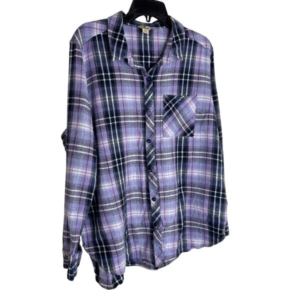 Woolrich Plaid Flannel Shirt XXL Purple Black Long Sleeve 100% Cotton - Picture 10 of 14